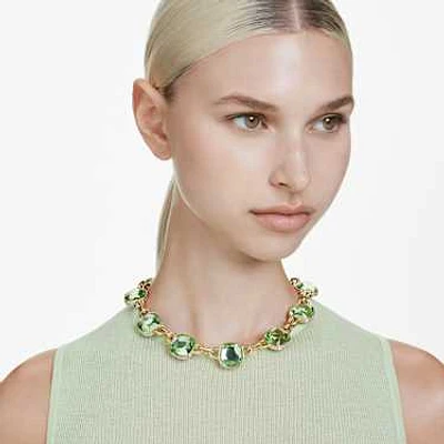 Chroma Tennis necklace, Cushion cut, Multicolored, Gold-tone plated by SWAROVSKI