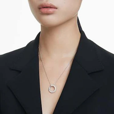Dextera pendant, Pavé, White, Rhodium plated by SWAROVSKI