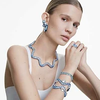 Lucent hoop earrings, Octagon shape, Small, Blue by SWAROVSKI