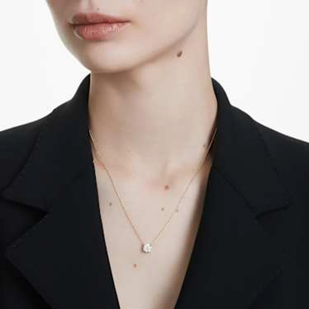 Eternity solitaire pendant, Lab-grown diamonds 1 ct tw, Round shape, 14K yellow gold by SWAROVSKI