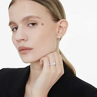 Eternity solitaire stud earrings, Lab-grown diamonds 1 ct tw, Round shape, 14K white gold by SWAROVSKI