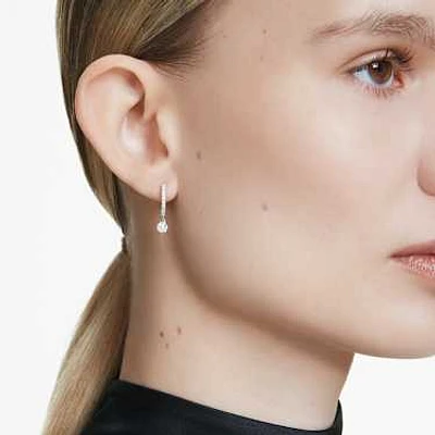 Eternity drop earrings, Lab-grown diamonds 0.7 ct tw, Round shape, 14K white gold by SWAROVSKI