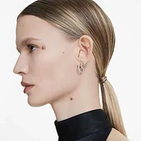 Eternity hoop earrings, Lab-grown diamonds 0.5 ct tw, Round shape, Large, 14K white gold by SWAROVSKI