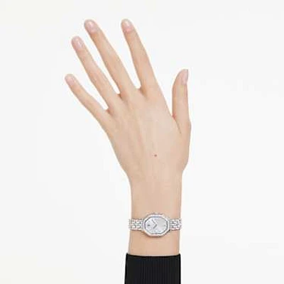 Dextera octagon watch, Swiss Made, Metal bracelet, Silver Tone, Stainless steel by SWAROVSKI