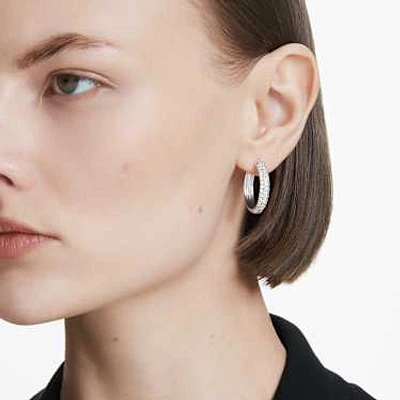 Eternity hoop earrings, Lab-grown diamonds 2 ct tw, Round shape, 14K white gold by SWAROVSKI