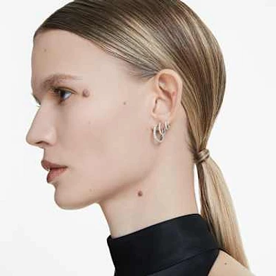 Eternity hoop earrings, Lab-grown diamonds 0.1 ct tw, Round shape, Small, 14K white gold by SWAROVSKI