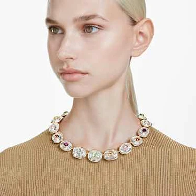 Chroma Tennis necklace, Octagon cut, Multicolored, Gold-tone plated by SWAROVSKI