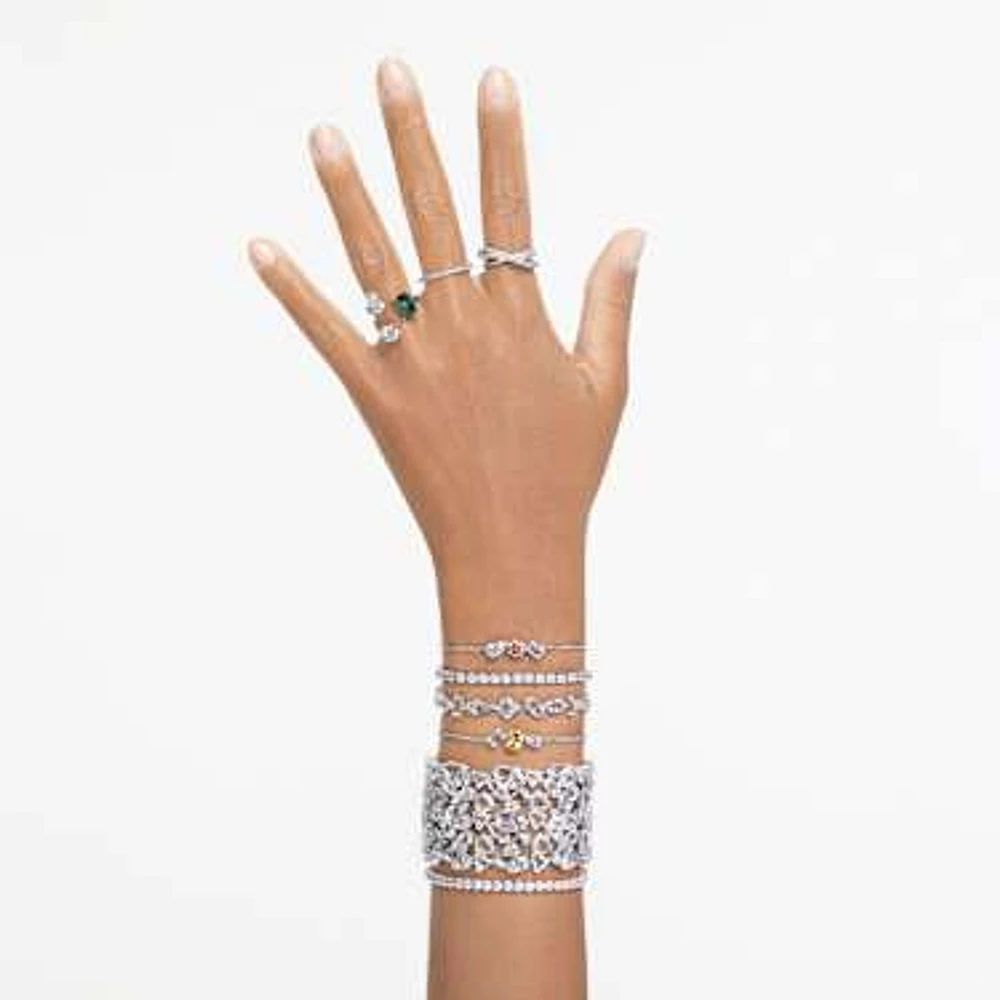 Matrix Vittore ring, Round cut, White, Silver-tone finish by SWAROVSKI