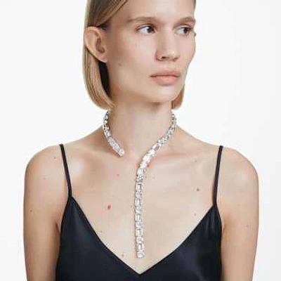 Millenia Tennis necklace, Octagon cut, White, Rhodium plated by SWAROVSKI