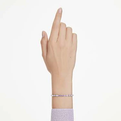 Matrix Tennis bracelet, Baguette cut, Purple, Rhodium plated by SWAROVSKI