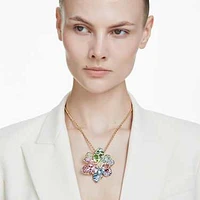 Idyllia pendant and brooch, Mixed cuts, Pavé, Flower, Multicoloured, Gold-tone plated by SWAROVSKI