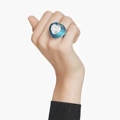 Dulcis cocktail ring, Heart cut, Pavé, Heart, Blue by SWAROVSKI
