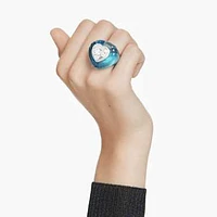 Dulcis cocktail ring, Heart cut, Pavé, Heart, Blue by SWAROVSKI