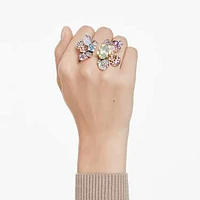 Idyllia ring, Mixed cuts, Pavé, Flower, Multicoloured, Gold-tone plated by SWAROVSKI