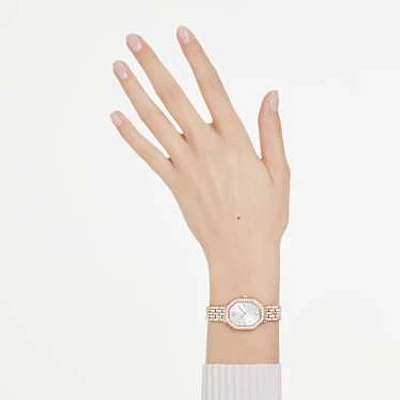 Dextera octagon watch, Swiss Made, Metal bracelet, Gold tone, Rose gold-tone finish by SWAROVSKI
