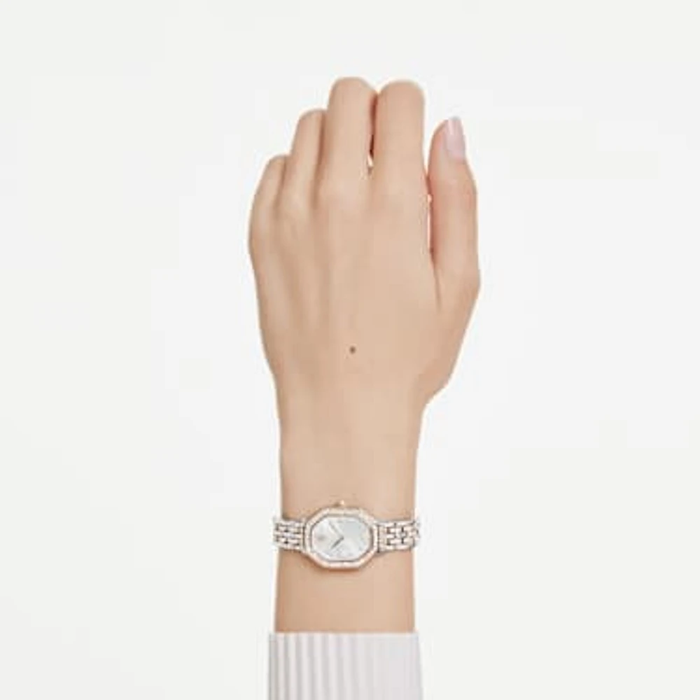 Dextera octagon watch, Swiss Made, Metal bracelet, Silver tone