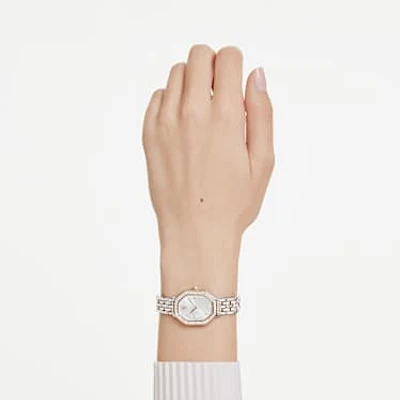 Dextera octagon watch, Swiss Made, Metal bracelet, Silver Tone, Rose gold-tone finish by SWAROVSKI