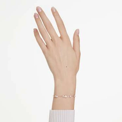 Constella Tennis bracelet, Crystal pearl, Round cuts, White, Rose gold-tone plated by SWAROVSKI