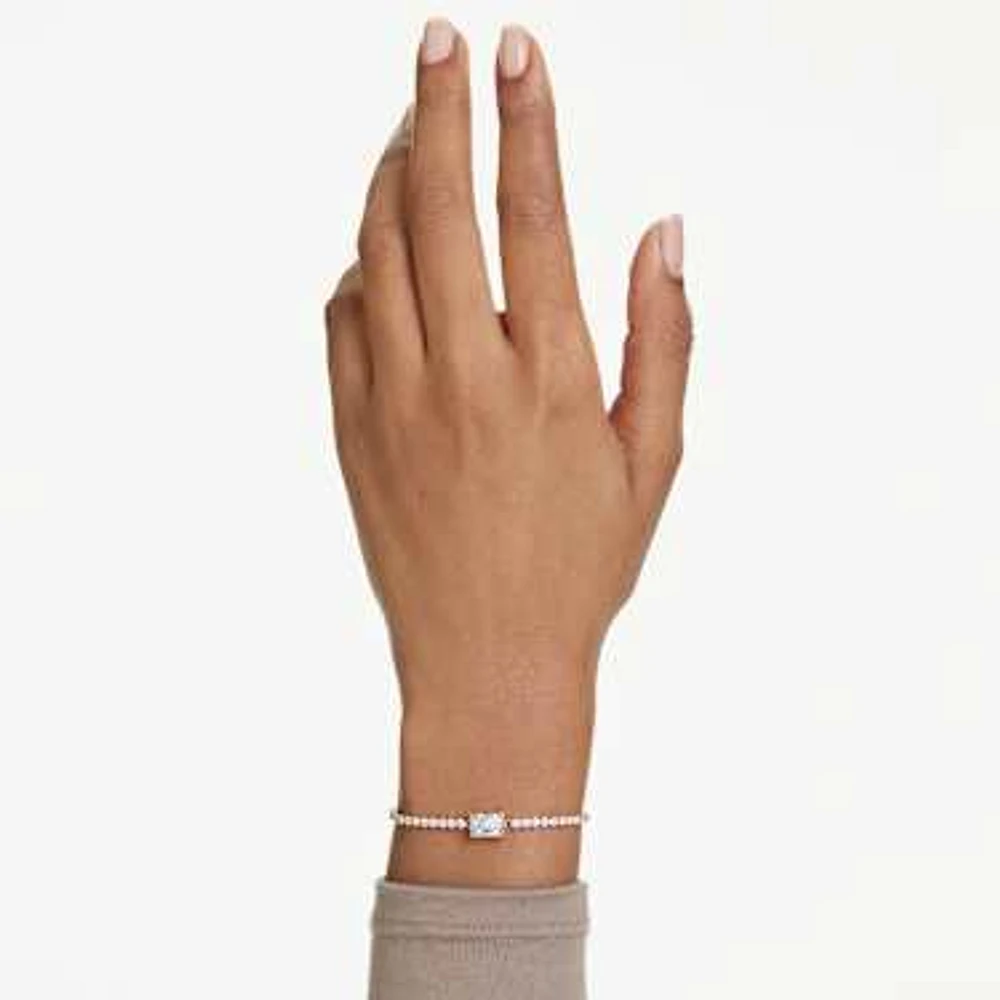 Matrix Tennis bracelet, Mixed cuts, White, Rose gold-tone plated by SWAROVSKI