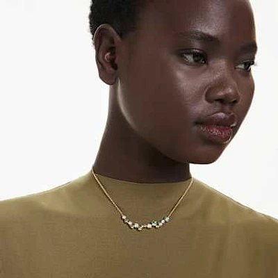 Constella necklace, Mixed cuts, Green, Gold-tone plated by SWAROVSKI