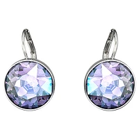 Bella drop earrings, Round cut, Purple, Rhodium plated by SWAROVSKI