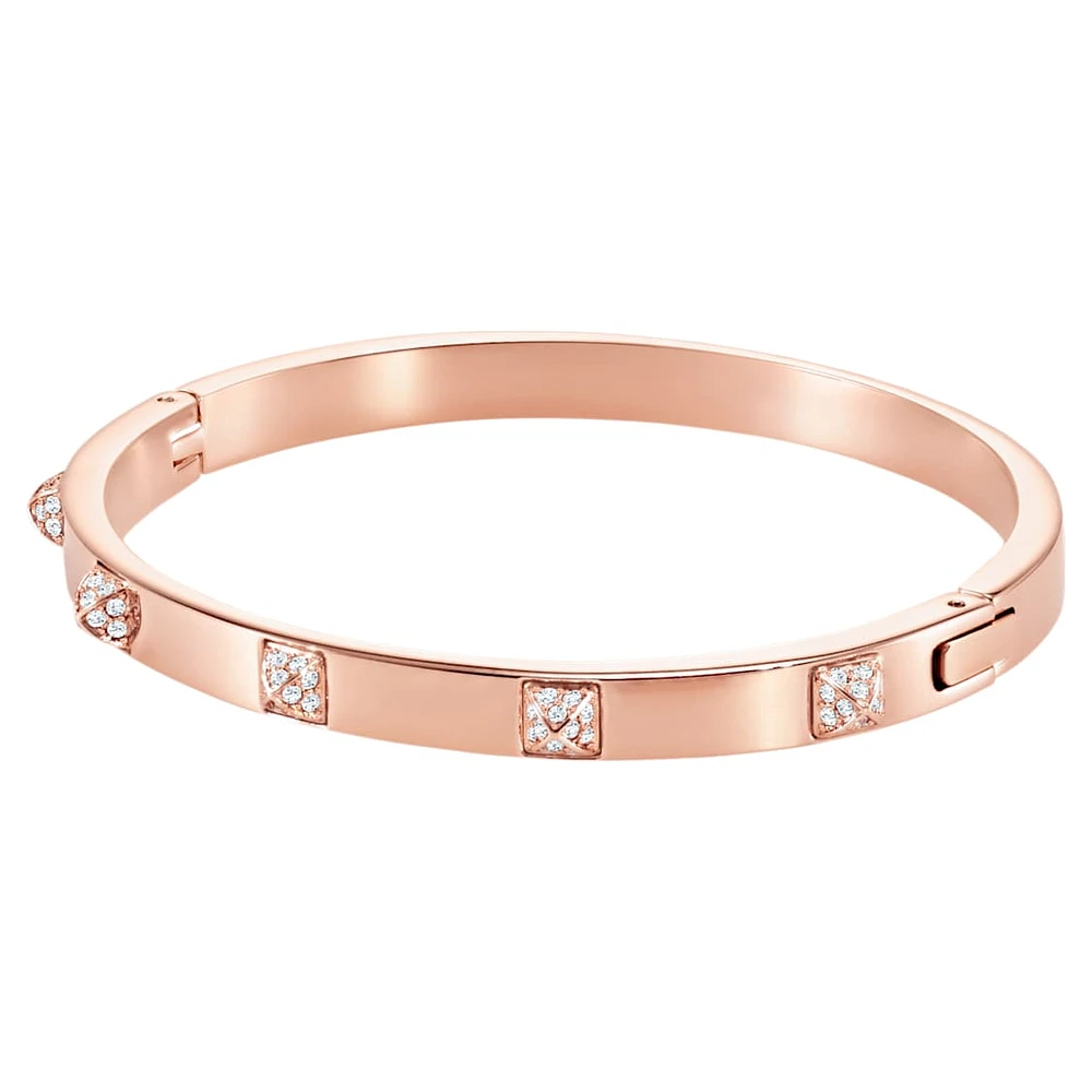 Tactic bangle, White, Rose gold-tone finish by SWAROVSKI