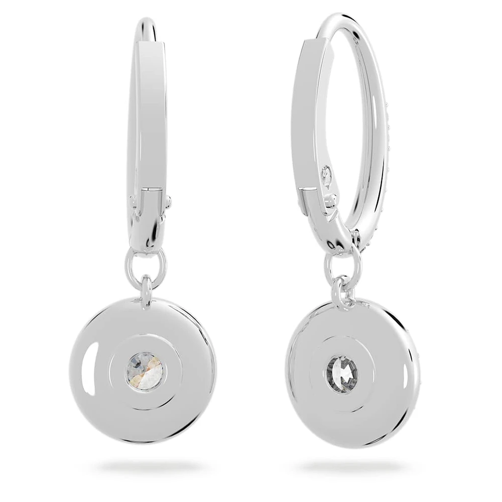 Angelic drop earrings, Round cut, White, Rhodium plated by SWAROVSKI