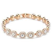 Angelic Tennis bracelet, Round cut, Pavé, Medium, White, Rose gold-tone plated by SWAROVSKI