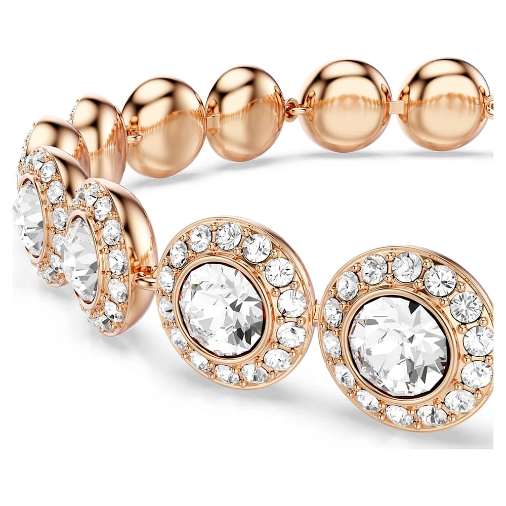 Angelic Tennis bracelet, Round cut, Pavé, Medium, White, Rose gold-tone plated by SWAROVSKI
