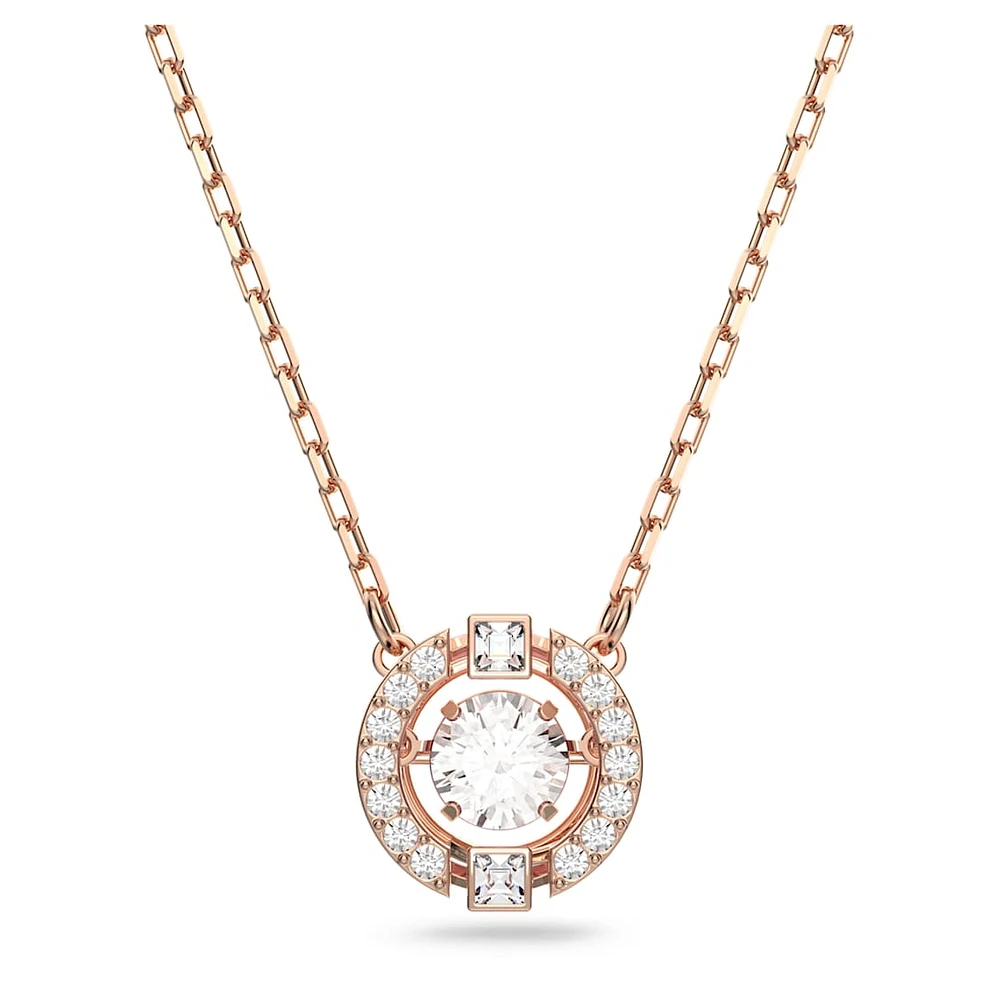 Swarovski Sparkling Dance necklace, Round cut, White, Rose gold-tone plated by SWAROVSKI