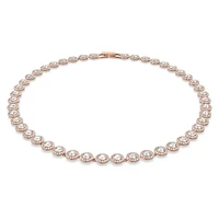Una Angelic Tennis necklace, Round cut, Medium, White, Rose gold-tone plated by SWAROVSKI