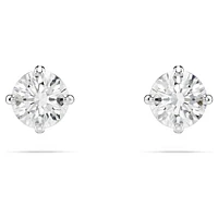 Attract stud earrings, Round cut, White, Rhodium plated by SWAROVSKI