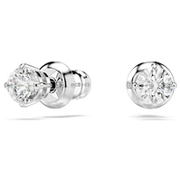 Attract stud earrings, Round cut, White, Rhodium plated by SWAROVSKI