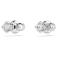 Attract stud earrings, Round cut, White, Rhodium plated by SWAROVSKI