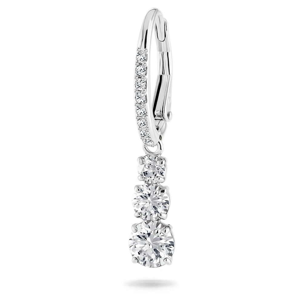 Attract Trilogy hoop earrings, Round cut, White, Rhodium plated by SWAROVSKI