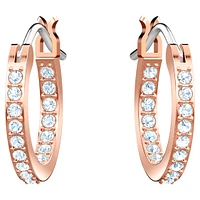 Symbolica hoop earrings, Evil eye, Blue, Rose gold-tone plated by SWAROVSKI