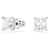 Attract stud earrings, Square cut, White, Rhodium plated by SWAROVSKI