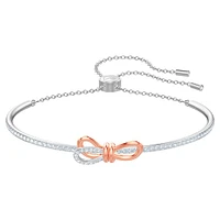 Lifelong Bow bangle, Bow, White, Mixed metal finish by SWAROVSKI
