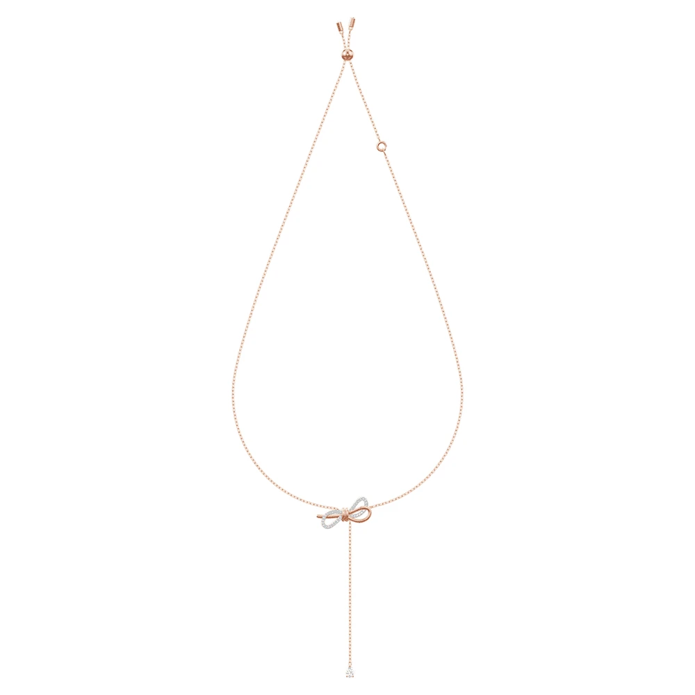 Lifelong Bow necklace, Bow, White, Mixed metal finish by SWAROVSKI