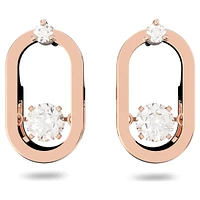 Swarovski Sparkling Dance stud earrings, Round cut, Oval shape, White, Rose gold-tone plated by SWAROVSKI