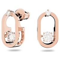 Swarovski Sparkling Dance stud earrings, Round cut, Oval shape, White, Rose gold-tone plated by SWAROVSKI