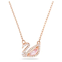 Dazzling Swan necklace, Swan, Pink, Rose gold-tone plated by SWAROVSKI