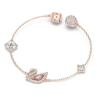Dazzling Swan bracelet, Magnetic closure, Swan, Pink, Rose gold-tone plated by SWAROVSKI
