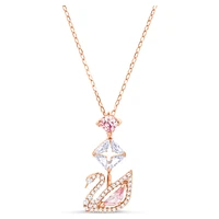 Dazzling Swan pendant, Swan, Pink, Rose gold-tone plated by SWAROVSKI