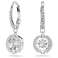 Swarovski Sparkling Dance drop earrings, Round cut, White, Rhodium plated by SWAROVSKI