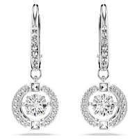 Swarovski Sparkling Dance drop earrings, Round cut, White, Rhodium plated by SWAROVSKI