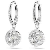 Swarovski Sparkling Dance drop earrings, Round cut, White, Rhodium plated by SWAROVSKI