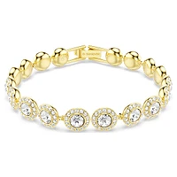Angelic Tennis bracelet, Round cut, Pavé, Medium, White, Gold-tone plated by SWAROVSKI