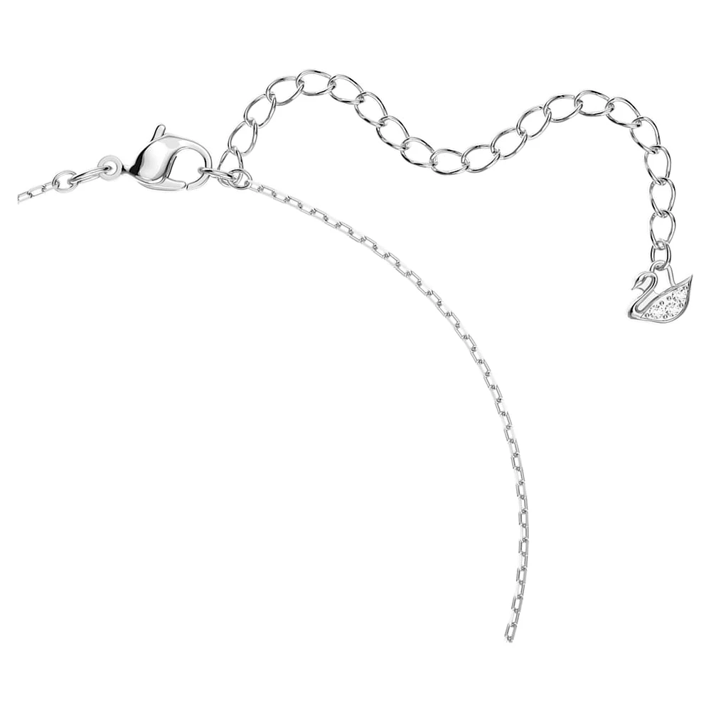 Dancing Swan necklace, Swan, White, Rhodium plated by SWAROVSKI