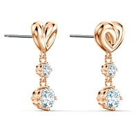Lifelong Heart drop earrings, Heart, White, Rose gold-tone plated by SWAROVSKI